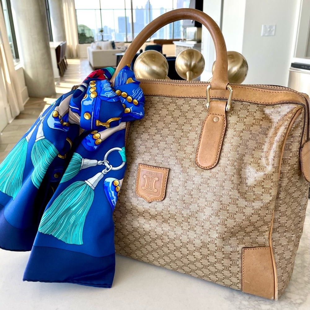 Auth. Celine Macadam Boston Bag